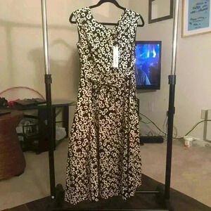 Black and cream printed dress, 10